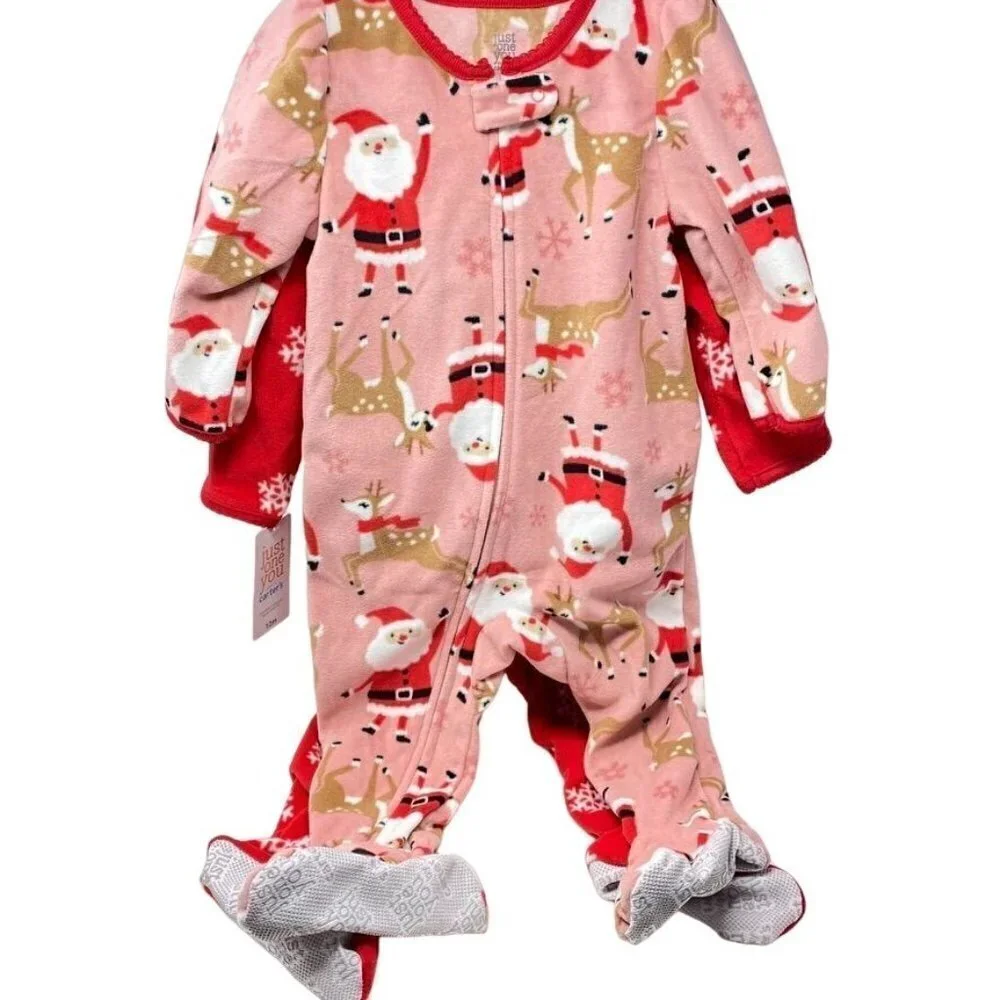 Carter's Just One You® Toddler Santa Reindeer Fleece Footed Pajamas Pink 12M